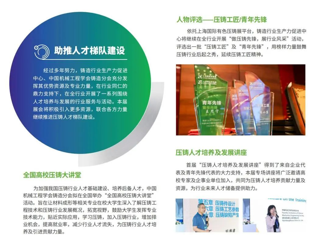 依托上海國際有色壓鑄展平臺，鑄造行業生產力促進中心將繼續在全行業開展“做壓鑄先鋒，展行業風采”活動